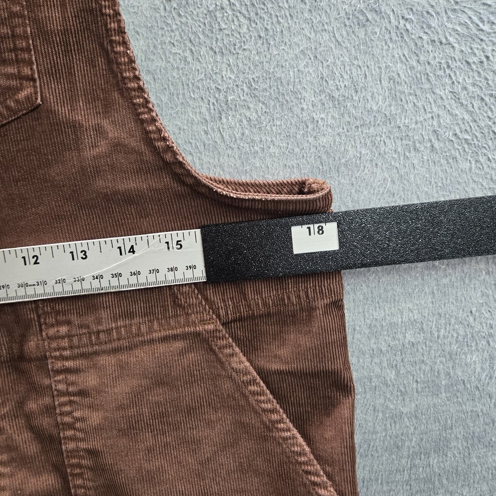 Aerie Women Pants M Brown Barrel Overalls Corduroy Utility Button 26" Inseam - Picture 7 of 11